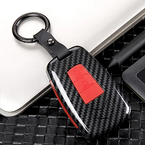 carbon red Автомобильный чехол для ключей из углеродного волокна для Toyota CHR C-HR Prado Prius Camry Corolla RAV4 - Название цвета: carbon red