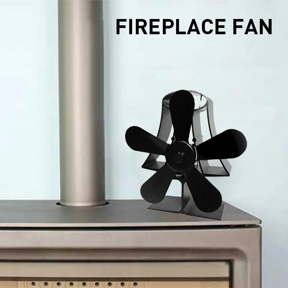 Разработанный 5 лопастей вентилятор для печи, работающий от тепловой энергии для древесины/бревен горелки/камин-экологически чистые(черный