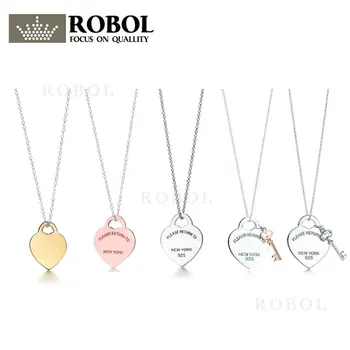 

High Quality 1:1 TTFF 925 Sterling Silver Necklace with Small Key Jewerly Ms. Original Design Model Exquisite Craftsmanship.