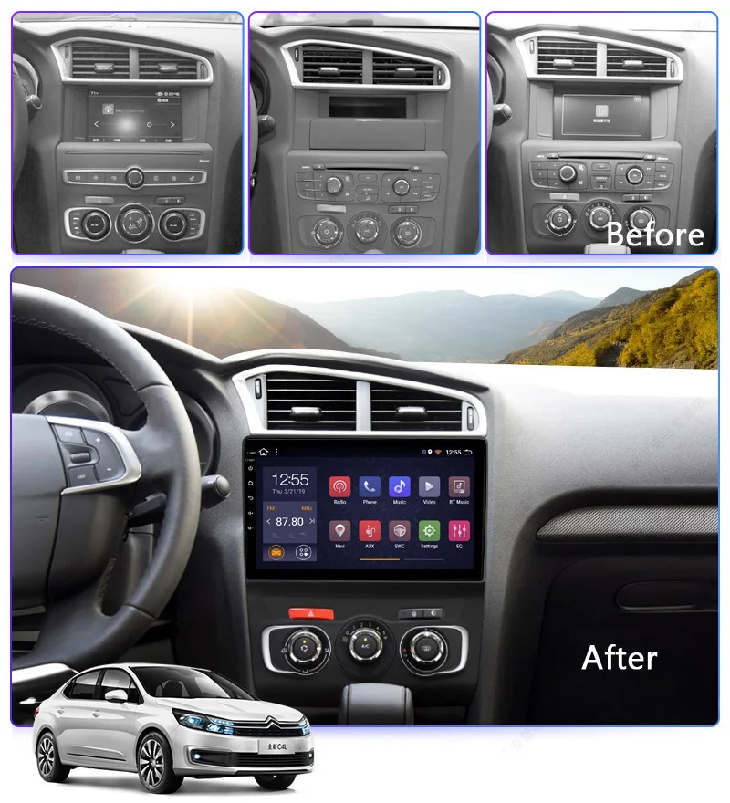 10," ips Android 8,1 автомобильный DVD gps навигационный плеер стерео для Citroen C4 C4L 2011- радио