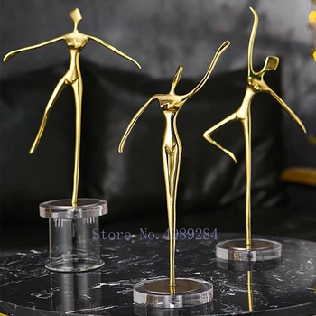 

Nordic Creativity Golden Brass Abstract Character Sculpture Dance Ballet Crafts Furnishings Children's Room Home Decoration