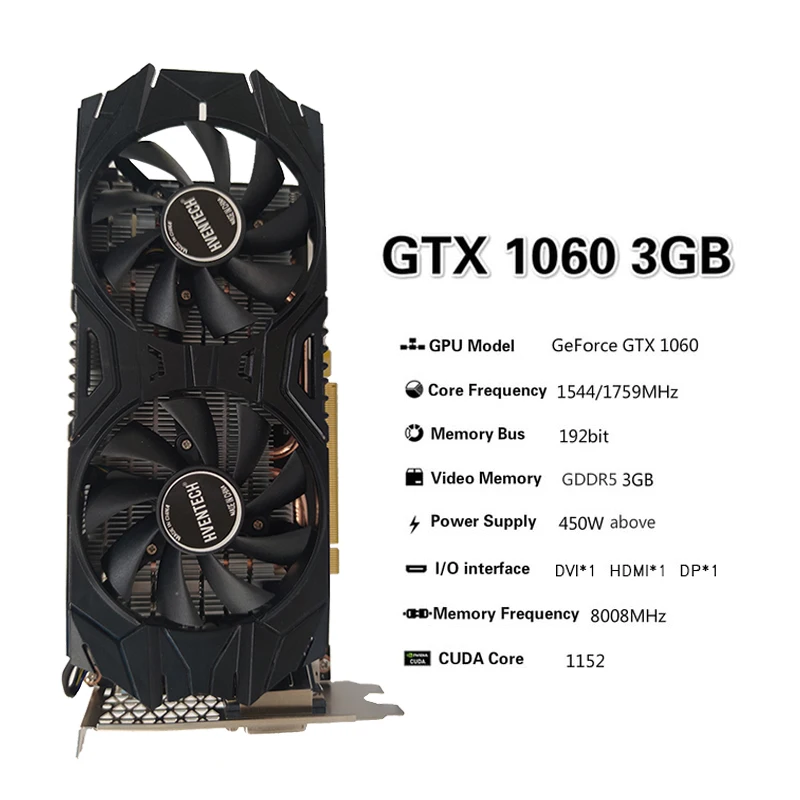 HVENTECH  Raphic Card GTX1060 3G GTX1060 6GB  Video Cards GPU 1060 3G/6G Support Desktop CPU Motherboard