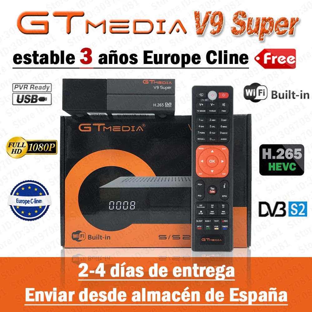 Супер цифровой ТВ приемник GTmedia V9 спутниковый ресивер DVB-S2 H.265 DRE &amp Biss key 3 года