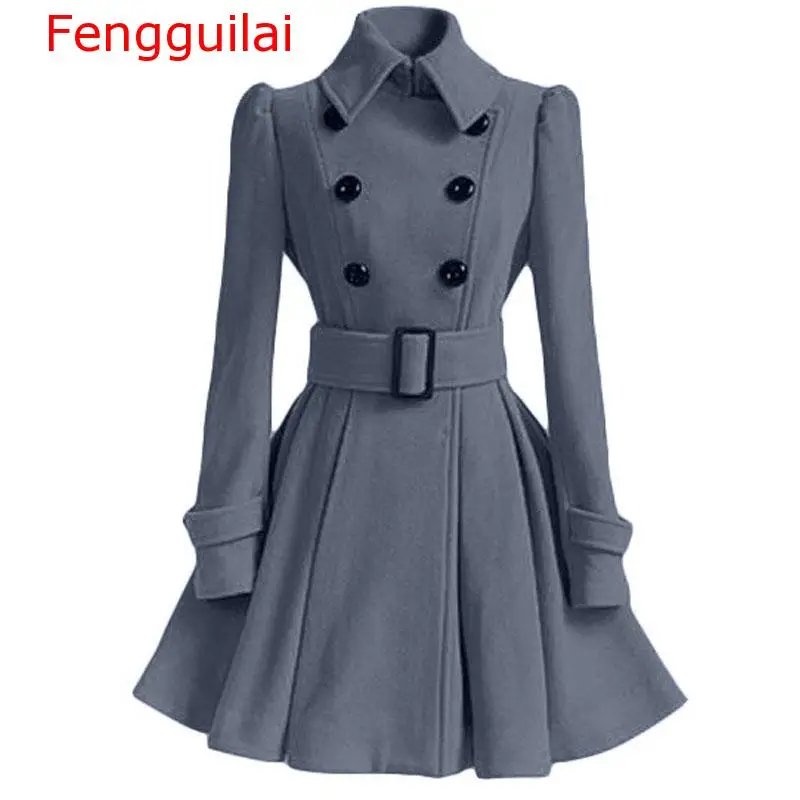 

Autumn Winter Coat Women 2019 Fashion Vintage Slim Double Breasted Jackets Female Elegant Long Warm White Coat