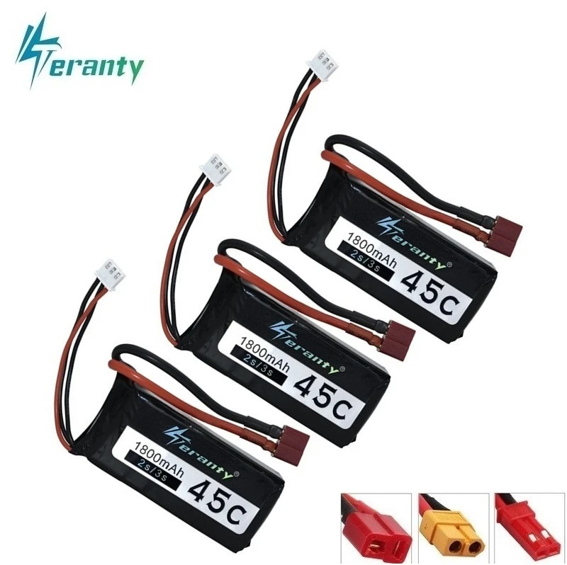 3 шт. 2S 1800mAh 45C 7,4 v аккумуляторная батарея RC автомобиль лодки роботы обновление 7,4 V LiPO батарея для гоночных дронов FPV Квадрокоптер