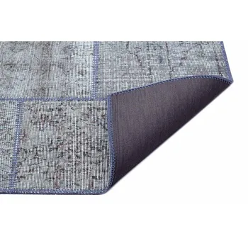 

Ice Blue Patchwork Carpet, Wool Cotton Rug, Anatolian Floral Carpet Decorative Rug 4016