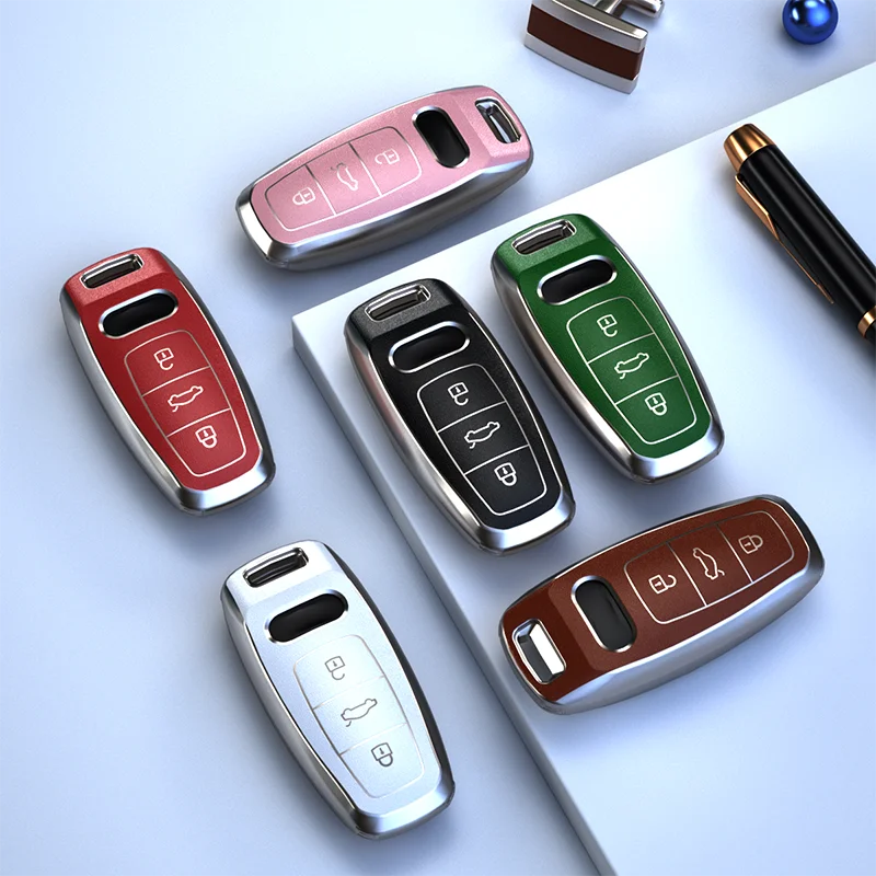 TPU Car Key Cover Case For Audi A6/A6L/A8L A3 A7 A8 C8 Q8 D5 A3 E-tron 55 Key Protector Shell Car Styling Accessories key case,key case cover