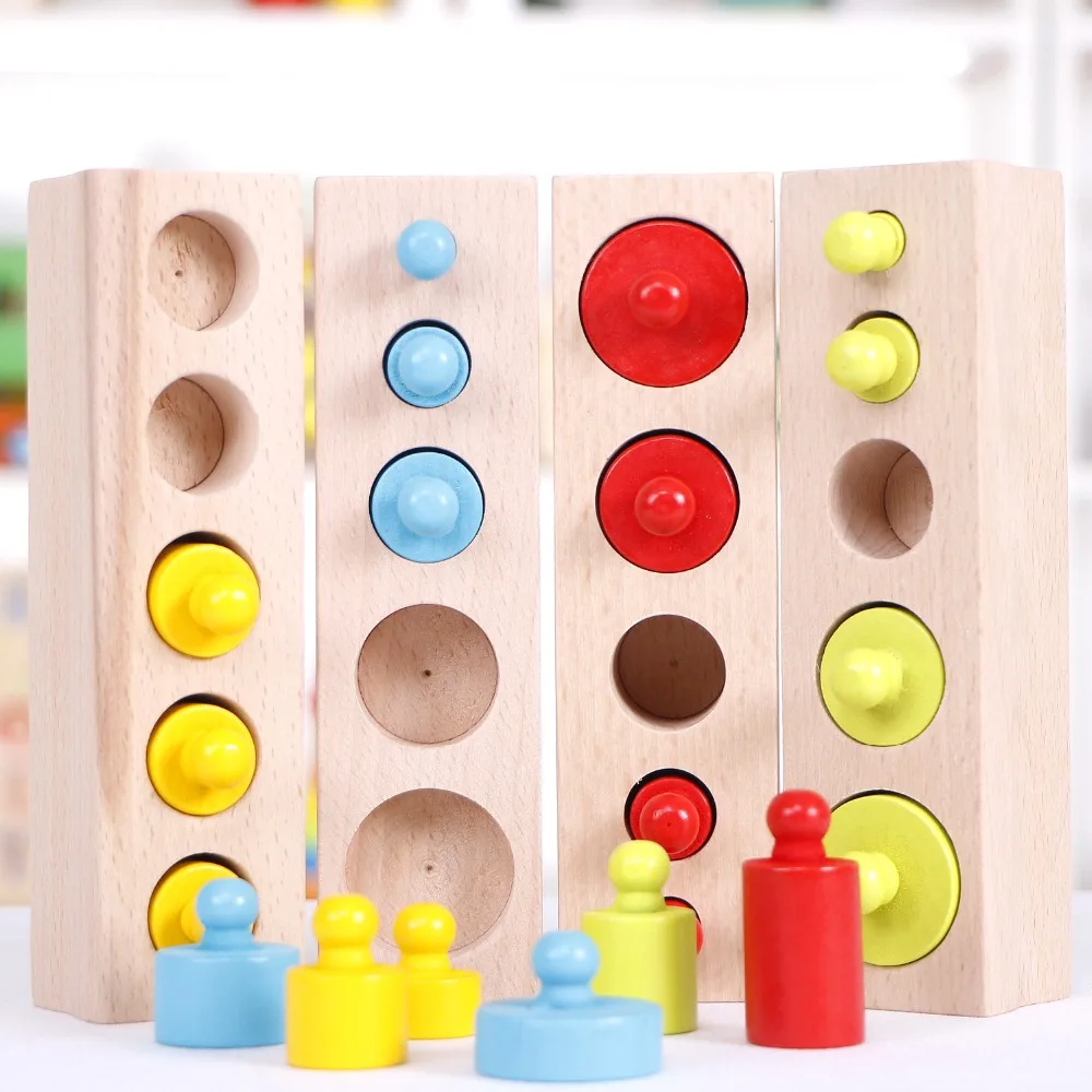 Материалы montessori Детские деревянные игрушки красочные цилиндрическая муфта блок для детей образовательный Дошкольный игрушка для раннего развития