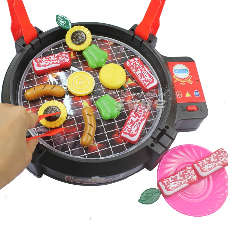 

Children Play House Model Electric Barbecue Grills Toy Kindergarten Doll House Kitchen Kitchenware Barbecue Snack