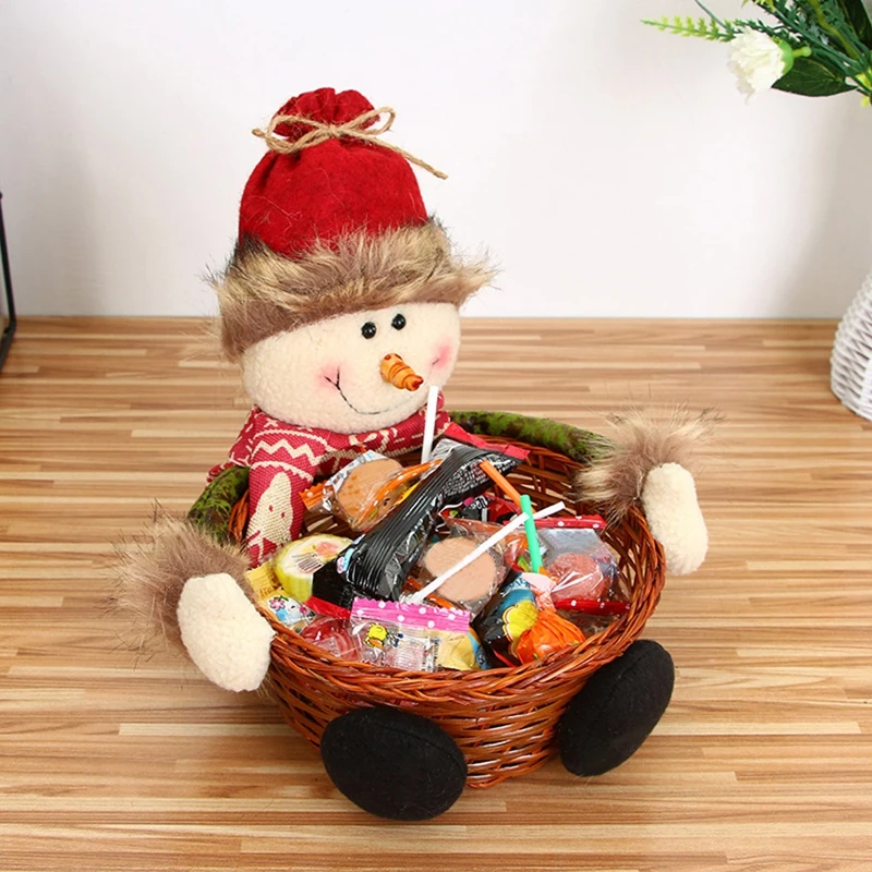 Акция-милая Рождественская корзина для хранения конфет, Бамбуковая Рождественская подарочная корзина, украшение для дома, корзина для хранения, Подарочный орнамент