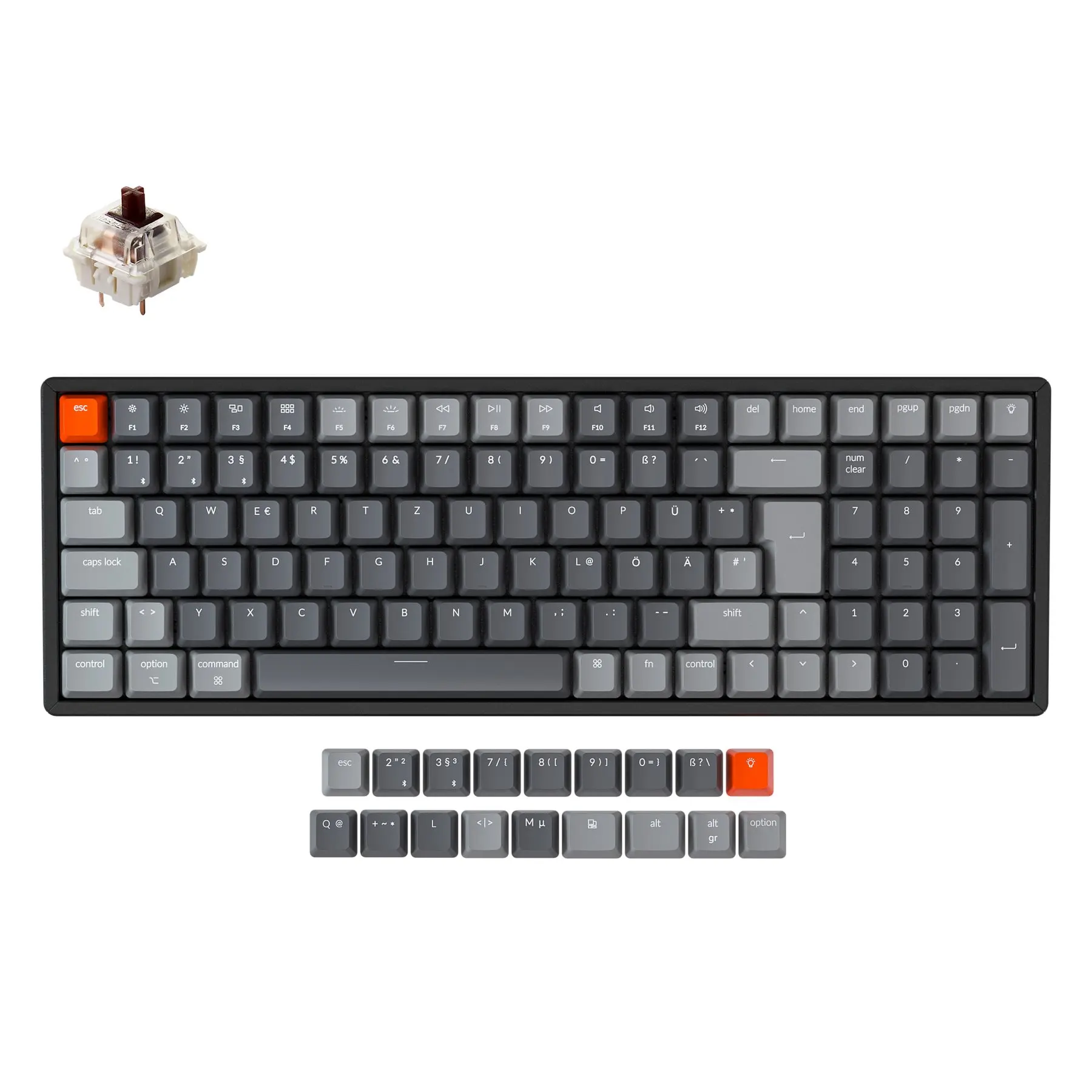 

Keychron K4 J V2 DE Wireless Mechanical Keyboard (German ISO Layout) RGB Backlit Hot-Swappabe Gateron Switch Aluminum Frame