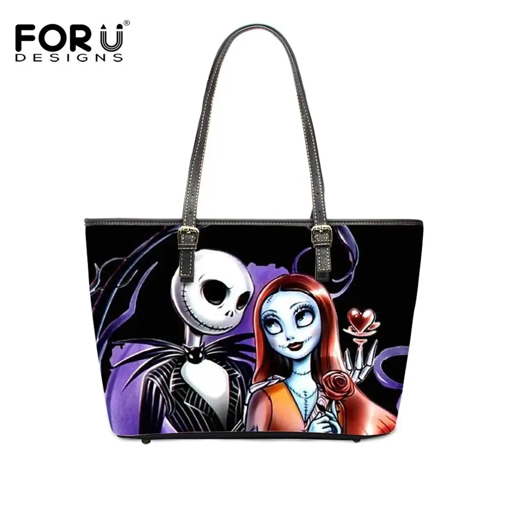 FORUDESIGNS, Кошмар перед Рождеством, Сумка с принтом Jack Skellington, женские сумки на плечо, женские сумки для покупок с верхней ручкой - Цвет: HME1480DP