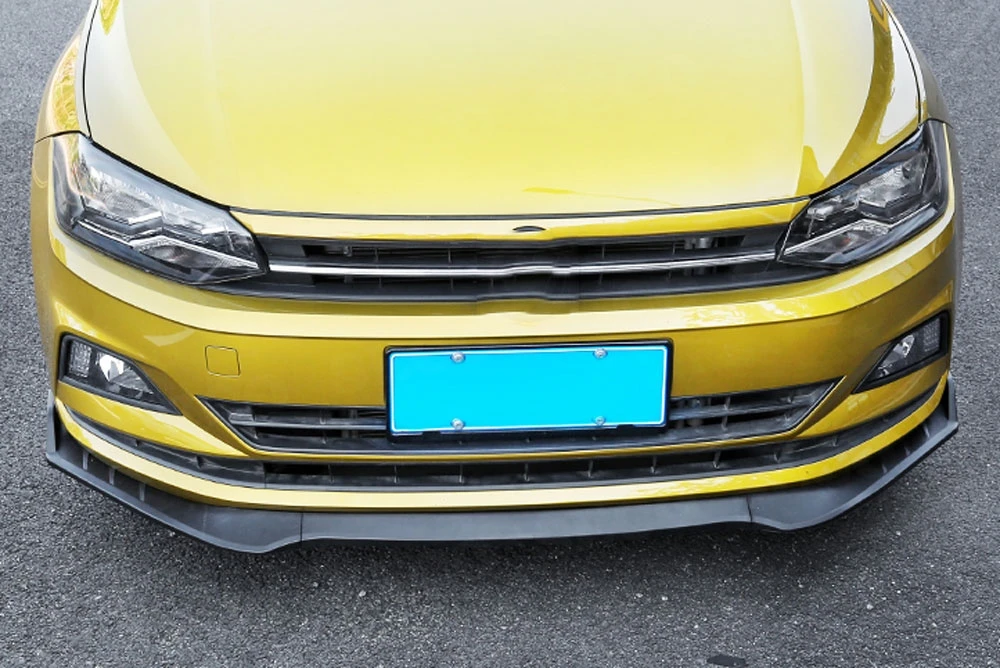 Передний спойлер для Volkswagen VW Polo Plus 2019 черный АБС пластик бампера стайлинга