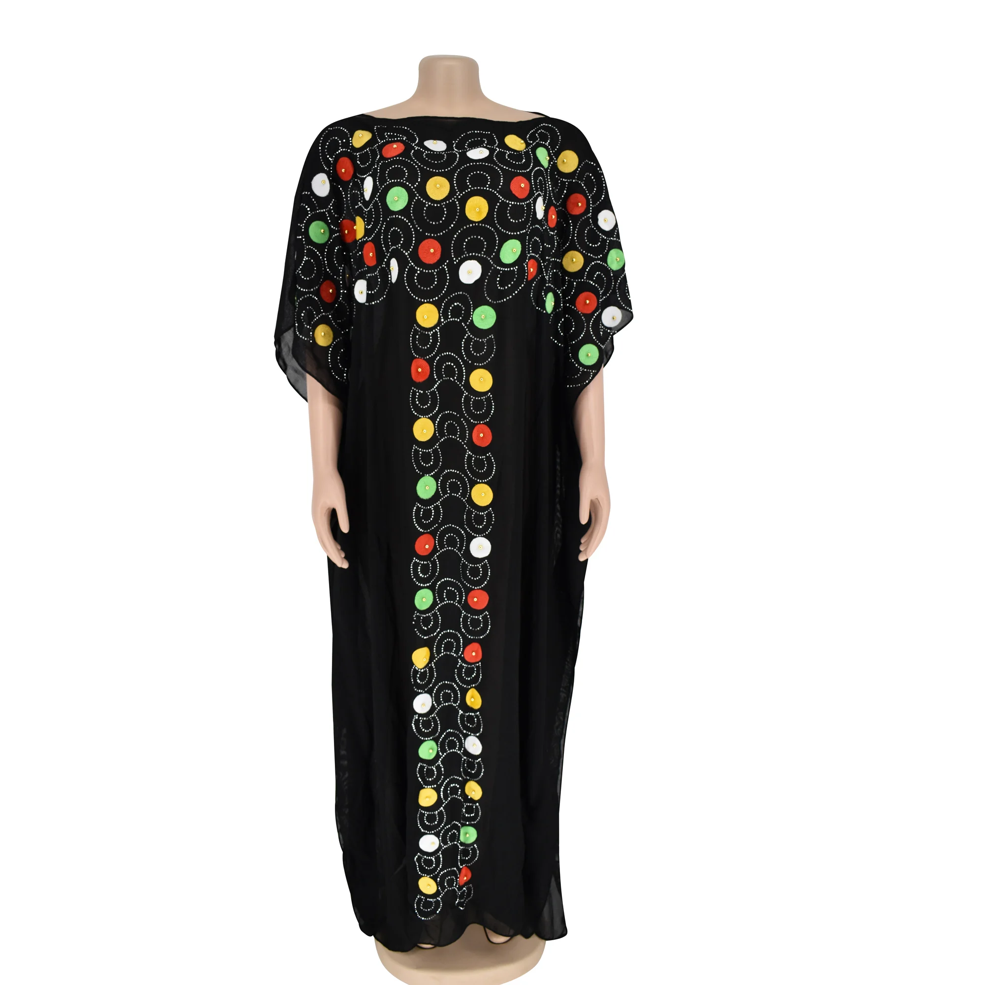 

tilapia new fashion summer plus size translucent long africa dress beading black vestidos