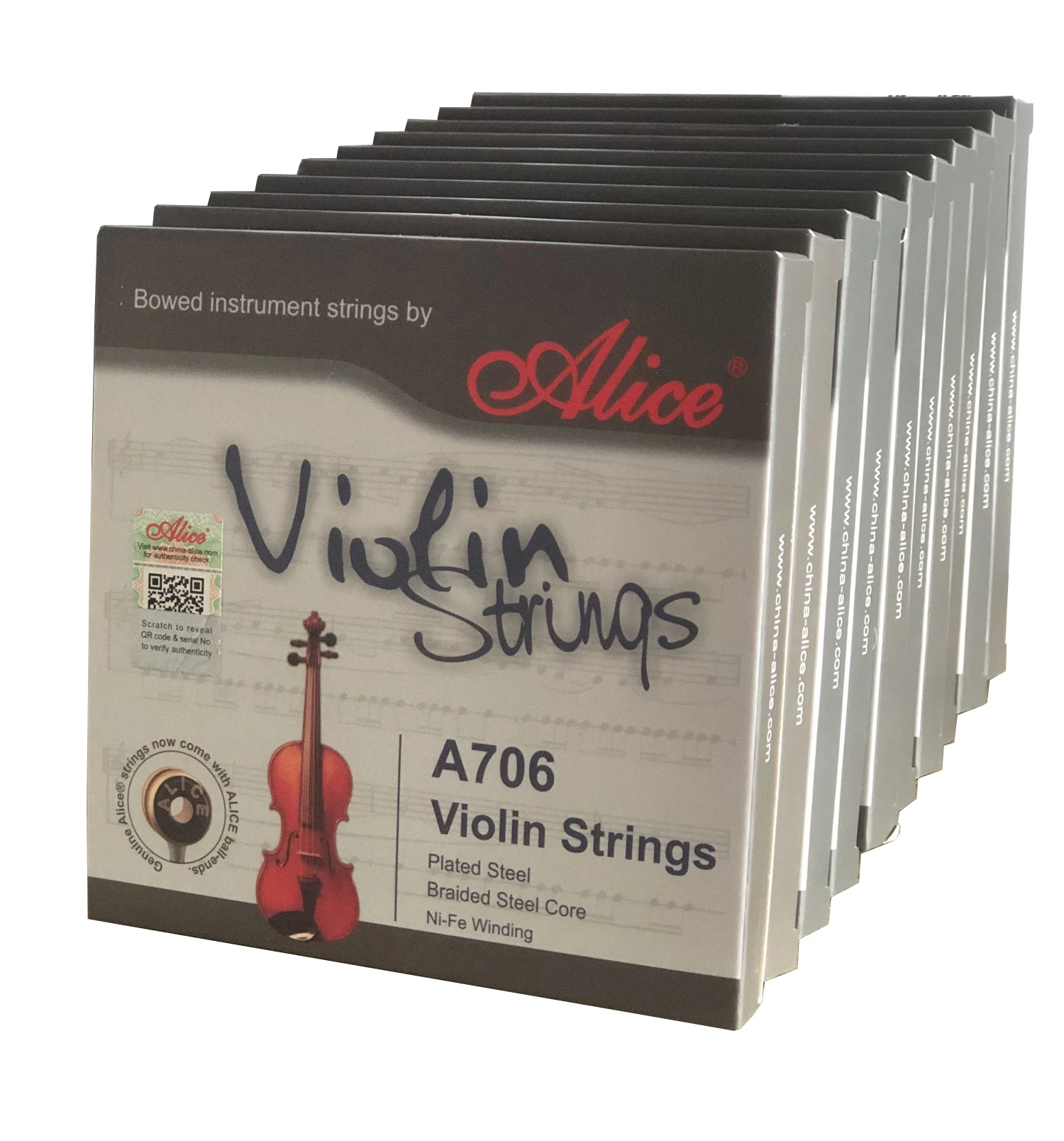 Alice A706 4/4 Full Set Braided Steel Core Violin Strings with Plated