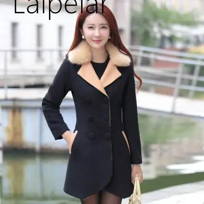 Laipelar,, новая мода, весна, осень, шерстяное пальто, средней длины, с секциями, для путешествий, с меховым воротником, пальто для женщин, тонкая верхняя одежда