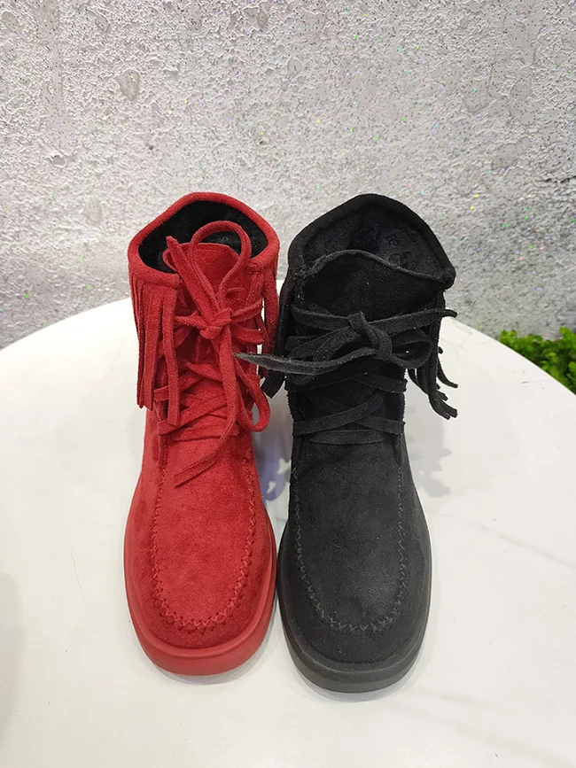 Winter candy color suede Martin tassel locomotive boots casual tide shoes