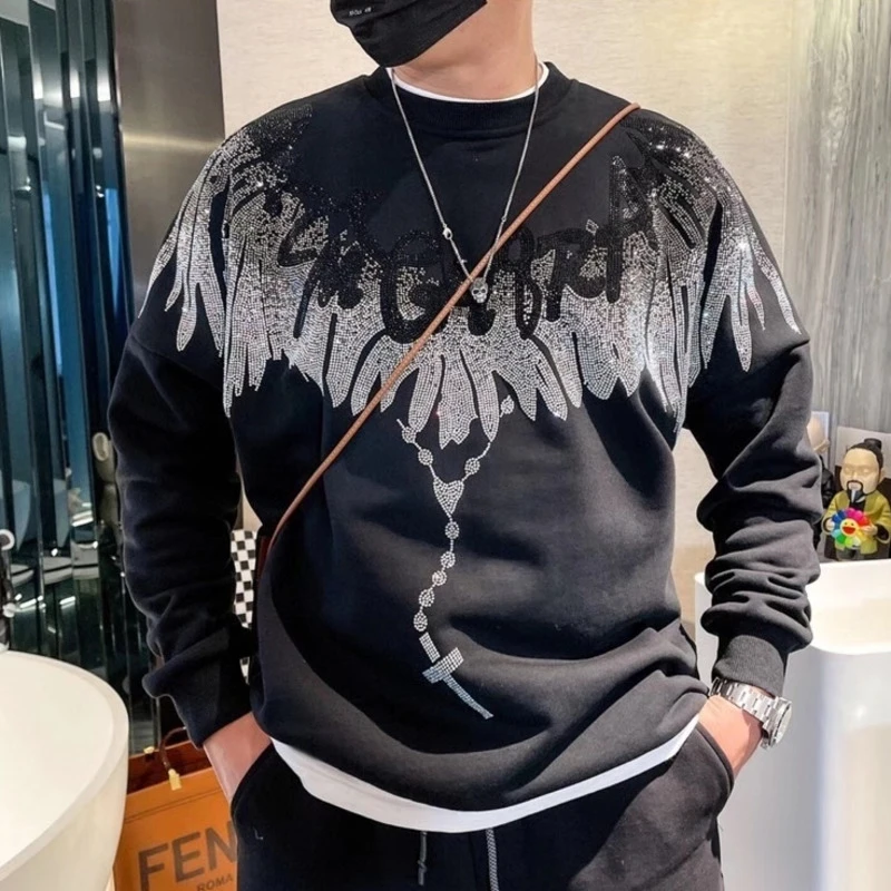 Sudadera de lujo diamantes de imitación para Hombre, ropa Harajuku Vintage, de lujo|Sudaderas con capucha y sudaderas| - AliExpress