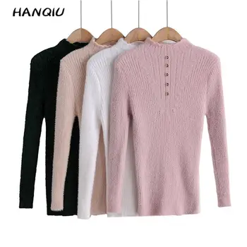 

Fall 2019 Winter clothes women long sleeve knitted sweater women pullover vintage korean button kawaii pink sweater streetwear