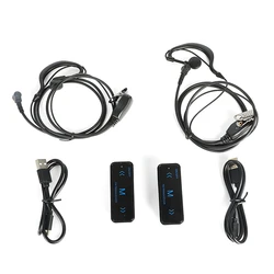 Mini talkie walkie 2 voies, Kit 2x émetteur récepteur Radio FM + 2 écouteurs Charge USB haut parleur haute Performance couleur noire 