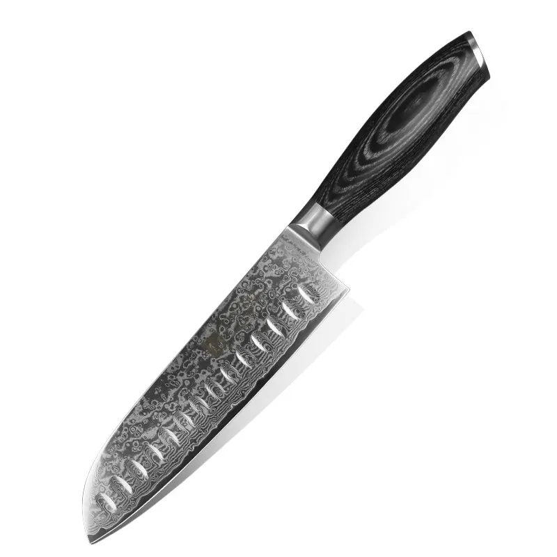 Дамасский узор из стального 7-ми дюймовый нож Santoku японской кухни ножи мастер