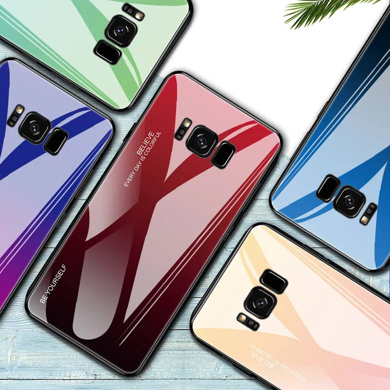 Градиентный чехол для samsung Galaxy S10 S10e S11 S11e S9 S8 плюс Чехол телефона из закаленного