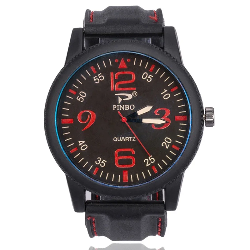 

Hot Sales-Style Large Dial Silicone Watch Men Sports Trend Watch with Numbers Measuring Casual Quartz Watch