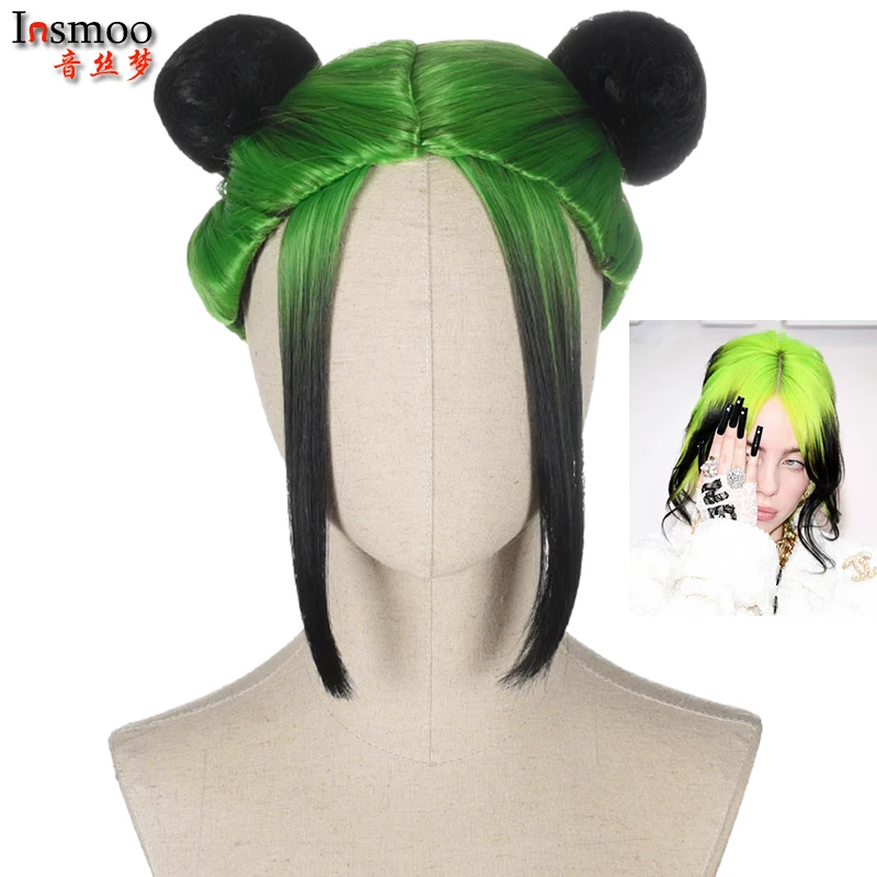 

Fashion Billie Cosplay Costume Women Wig Grass Green Gradient Black Heat Resistant Synthetic Halloween Party Fashion Hair