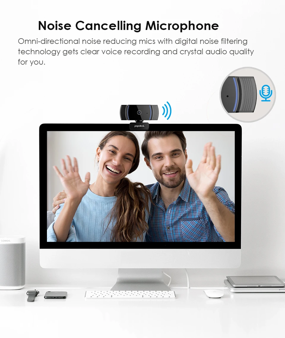 HD 1080P Webcam, PAPALOOK AF925 Autofocus Web Camera With Microphone 5-layer Glass Len, USB Plug Webcam For Computer Mac Laptop