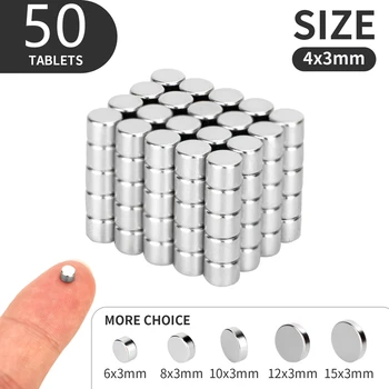 

RKZCT 50pcs/Lot 4 * 3 mm DIY Practical Mini Round Magnetic Cylinder Small NdFeB Magnet Powerful Neodymium Magnets For Suspension