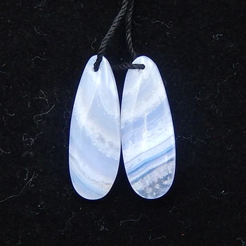 

Natural Blue Lace Agate earrings beads, stone for earrings making, 26X10X5MM,3.7G