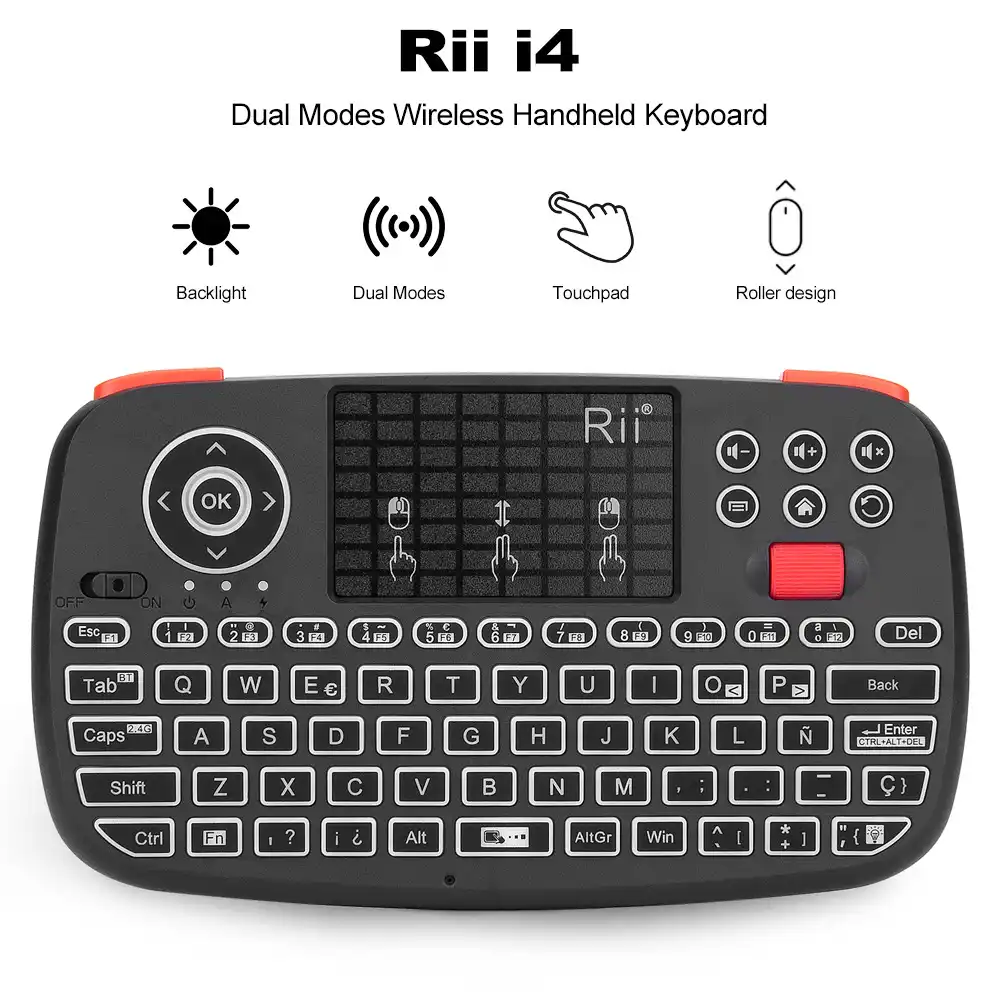 Rii I4 Spanish Bluetooth Keyboard Mini Wireless Keyboard With Qwerty Backlit Keypad Touchpad For Apple Ios Android Window Keyboards Aliexpress