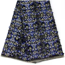 Африканские французские бисерные кружева высокого качества Кружева Красная кружевная ткань в нигерийском стиле 5 ярдов/партия кружева ткани для свадьбы LA1174