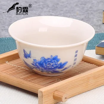 

bamboo hat Kung Fu small tea cup ceramic tea cup tea cup household single tea cup blue and white porcelain tea