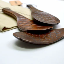 Ложка для риса с антипригарным покрытием из твердого дерева, ложка для риса ручной работы, кухонная ложка для сервировки риса