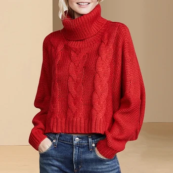 

2019 Autumn New Fashion Woolen sweater women Turtleneck Pullovers Thick Winter clothes women Casual Loose Plus size Sweaters
