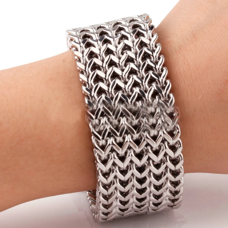 Brazalete Hexagonal 6 Mm Pulsera De Acero Inoxidable Para Hombre
