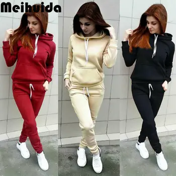 

2Pcs Womens Jogger Casual Tracksuit Hoodies Sweatshirt + Pants Sets Sport Wear