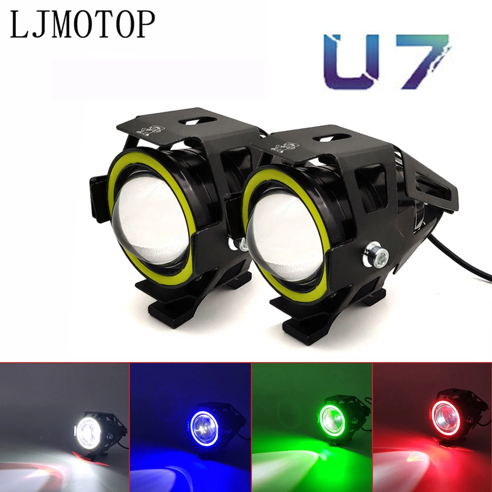 U7 LED Light motorcycl Headlight angel eyes lights motorcycle Universal For Yamaha YZ 125 250 450 F X FX WR 450F 250 X R 450