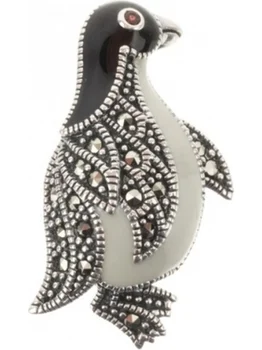 

Yuk marcasite brooch with grenades, enamel and marcasite from silver