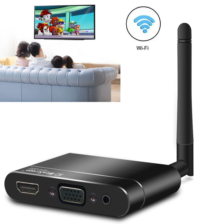 Receptor de Vídeo Adaptador de Áudio Miracast para Iphone Telefone para tv sem Fio Wifi Display Dongle Hdmi Vga Ipad – Ios Mac Android hd 1080 p