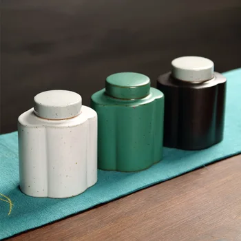 

Turquoise Glaze Begonia Coarse Pottery Tea Tea Pu'er Ceramic Pot Fine Sealing Awake Cha Guan Tea Caddy Tea Bucket TeaJarsTea Box