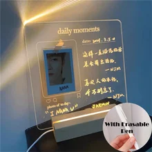 Bloc notes USB en acrylique avec support en bois, tableau pour photos et messages de Moments quotidiens, lampe LED, bloc d'écriture, rappel, planificateur, liste de choses à faire