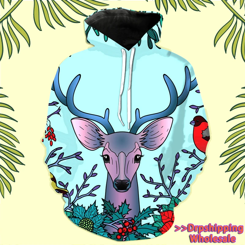 Women Printed Hoody Deer Christmas Spring Girls Hoodies For Boys xxxl Women Hoodies And Sweatshirts Pullover Autumn Dropshipping