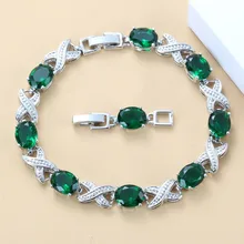 Высочайшее качество 925 пробы серебряный браслет цепочка изящный натуральный камень CZ зеленый костюм для женщин ювелирные изделия