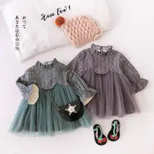 ; плотное платье с принтом для девочек; модные зимние хлопковые платья для девочек 1-6 лет; HH805