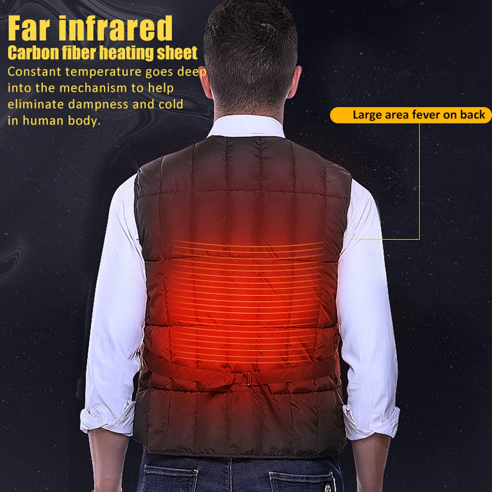 New Arrival Heating Thermal Solid Color Cotton Vest Korean Version Outdoor Sport Fishing Vest USB Jacket Clothes Winter