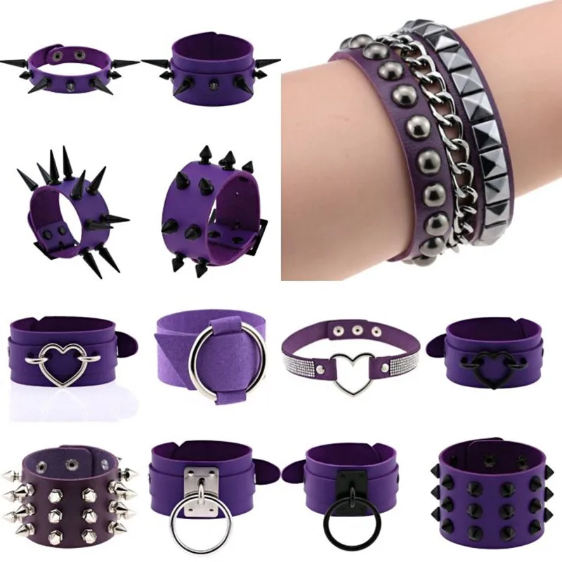 Goth Bracelets For Women Punk Boho Emo Spike Rivets PU Leather Charm Bracelet Cuff Bangles Festival Jewelry Party Gifts