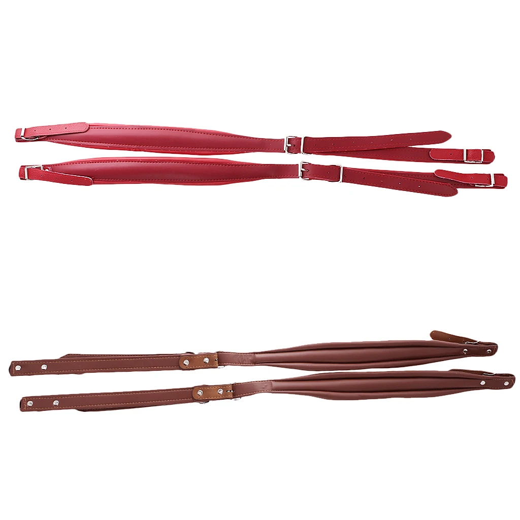 Two Pairs of PU Leather Shoulder Hardness Straps for 16-120 Bass Accordion