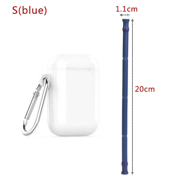 Style S 1pcs blue Силиконовая складная пипетка из нержавеющей стали от производителя, портативный многоразовый чехол для хранения пипетки, силиконовая складная соломинка - Цвет: Style S 1pcs blue